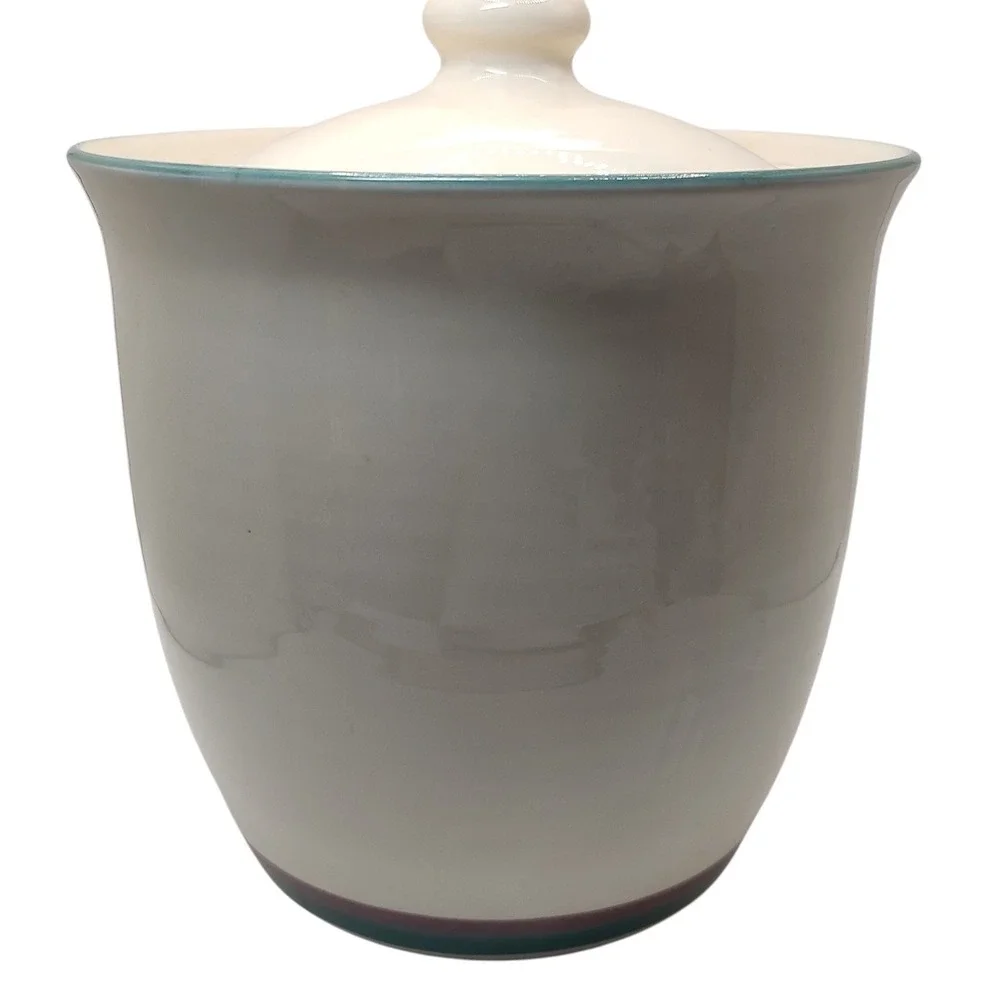 Pfaltzgraff Juniper‎ Large Canister with Lid Cream Green and Pink Food Storage